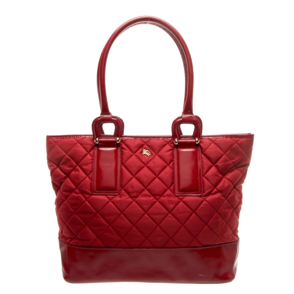 Burberry Red Quilted Tote Bag
